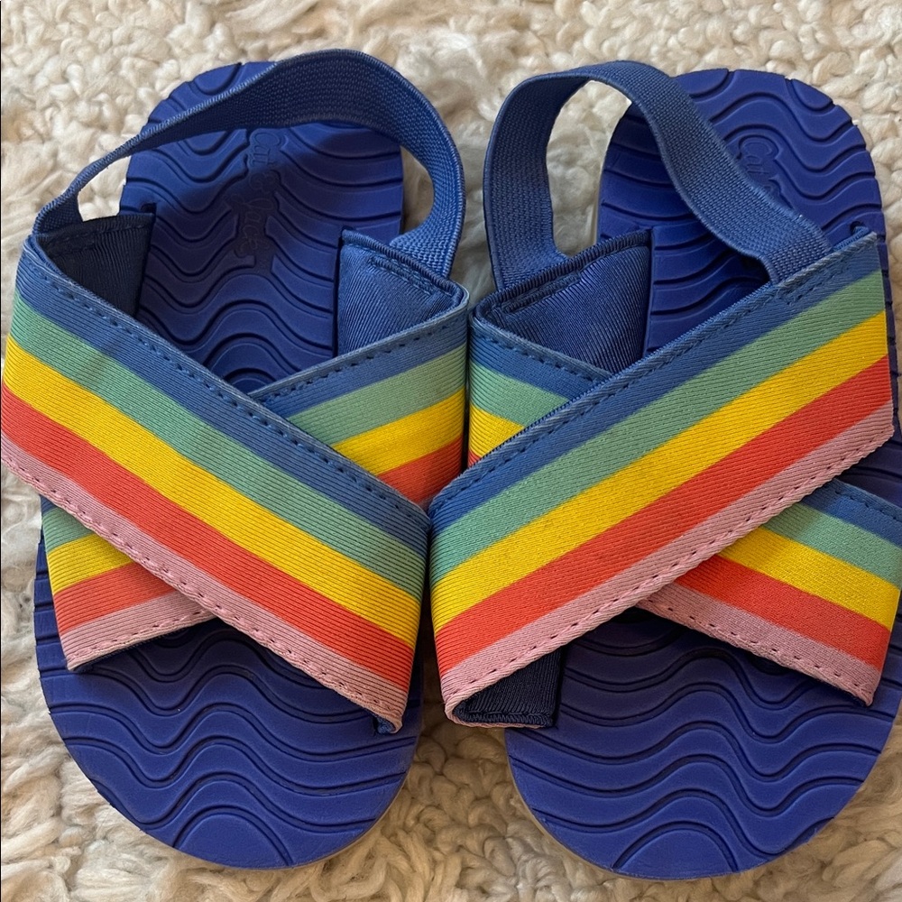 S7 Cat & Jack Blue Sandals with Rainbow Straps